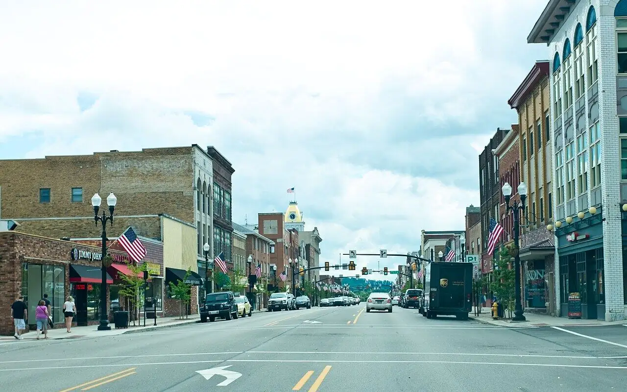 Shops along Philadelphia Street in downtown Indiana, Indiana County, PA